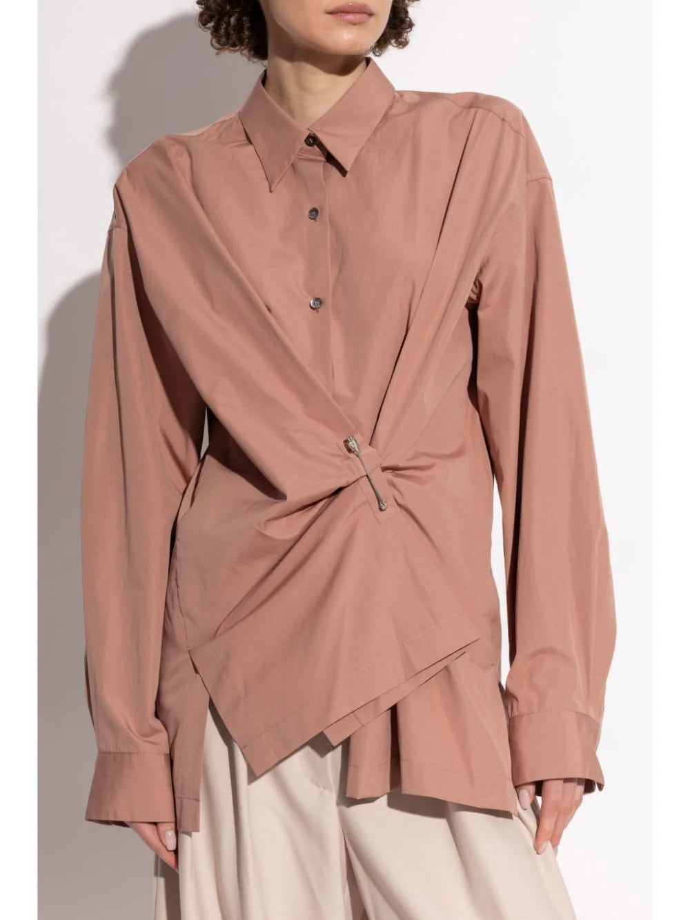 DRIES VAN NOTEN - Women Clip Button-Up Shirt-- Hooded Caped Shawl Collar