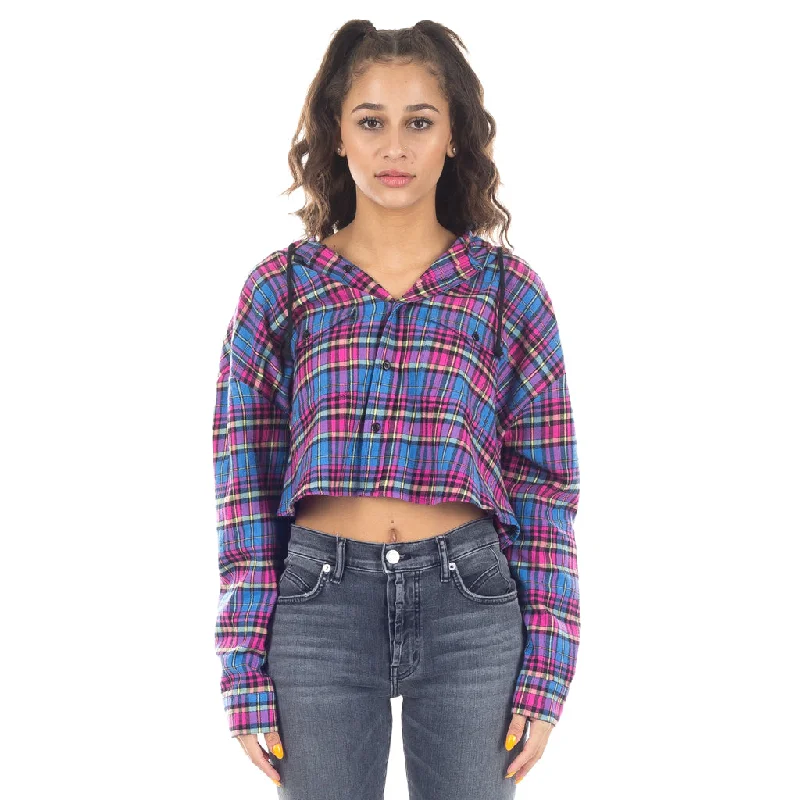 Womens Cropped Hooded Shirt-- Machine Wash Dry Clean Hand Wash