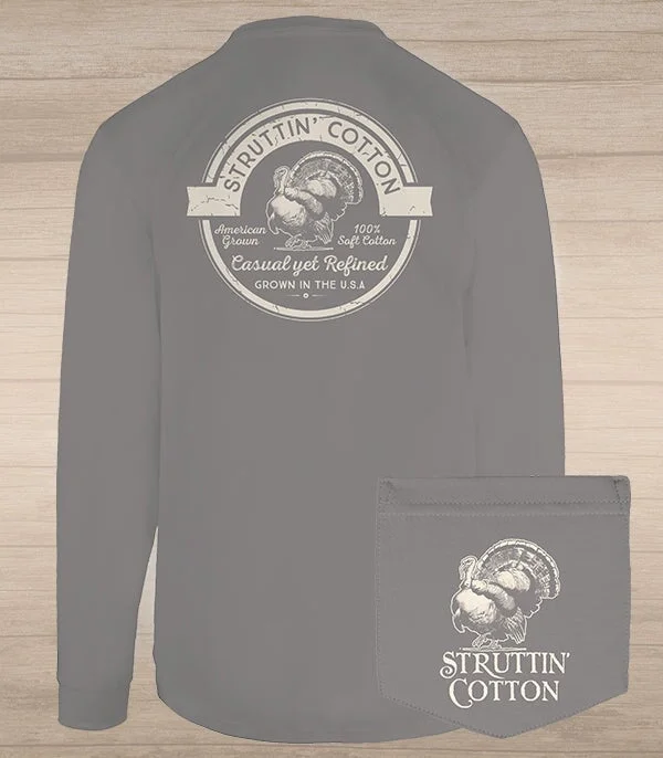 Vintage Logo T-Shirt -  Hurricane Grey-- Asymmetrical Pockets Print