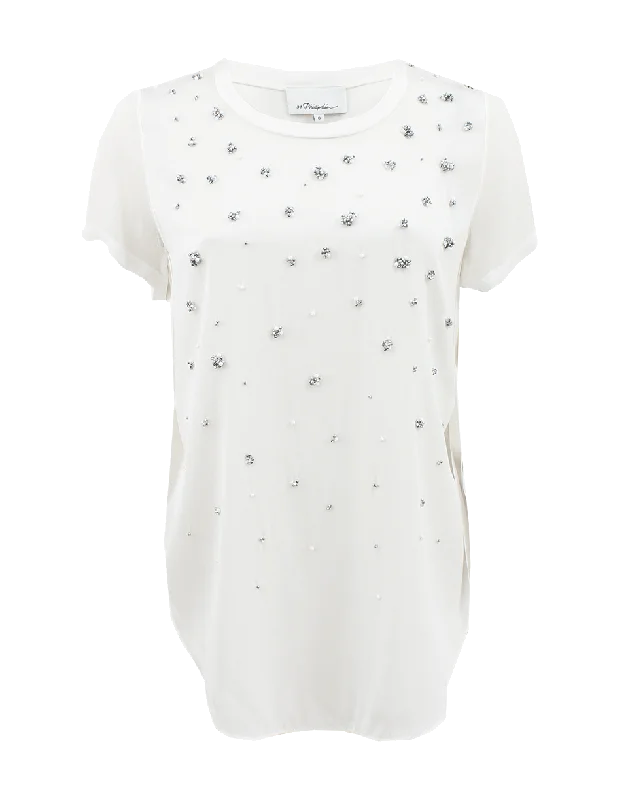 Overlap Side Seam T-Shirt-- Collared Crew Neck Turtle Neck