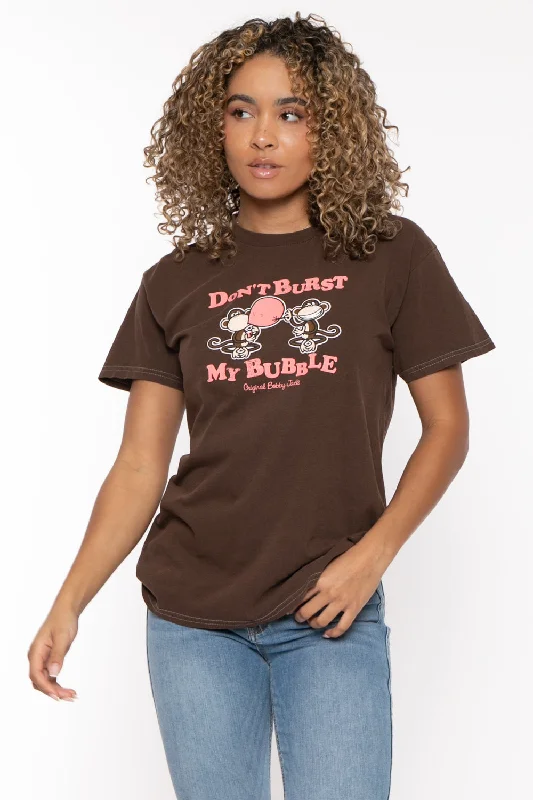 Don't Burst My Bubble - Bobby Jack Garment-Dyed Boyfriend T-Shirt - Brown-- Lace Blend Ribbed Blend Corduroy Blend Don't Burst My Bubble - Bobby Jack Garment-Dyed Boyfriend T-Shirt - Brown-- Lace Blend Ribbed Blend Corduroy Blend