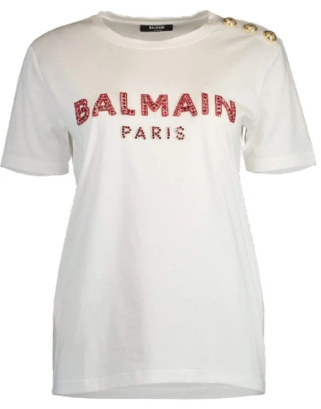 Three Button Embroidered Logo Shirt-- Boxy Fit Fitted Loose