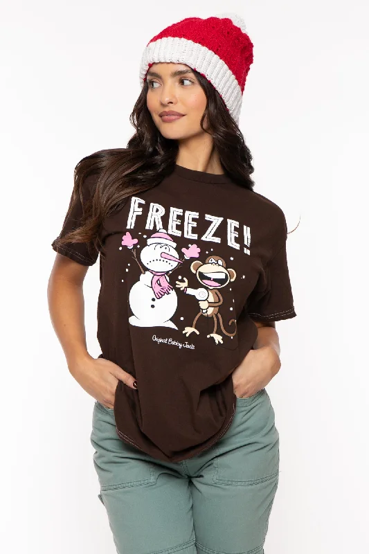 Freeze- Bobby Jack Garment-Dyed Boyfriend T-Shirt - Brown-- Front Pockets Side Pockets Patch Pockets Freeze- Bobby Jack Garment-Dyed Boyfriend T-Shirt - Brown-- Front Pockets Side Pockets Patch Pockets