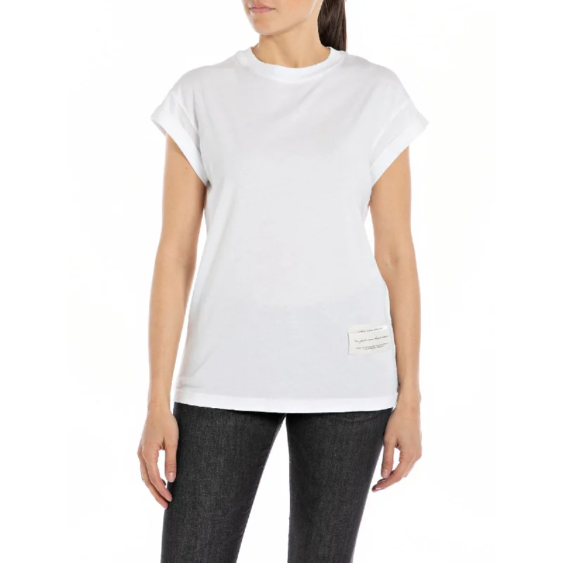 Replay Women's Jersey T-shirt with Print-- Satin Fabric Silk Fabric Chiffon Fabric
