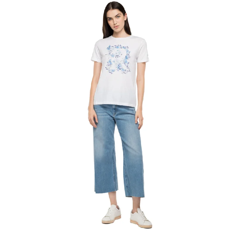 Replay Women's Floral Print T-Shirt-- Collared Crew Neck Turtle Neck