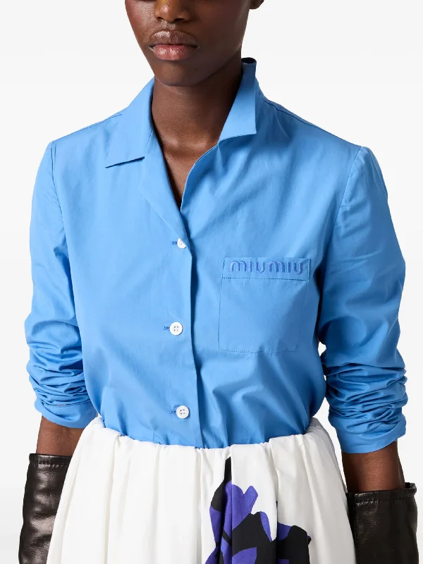 MIU MIU - Women Poplin Shirt-- Solid Color Striped Floral