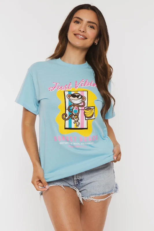 Just Vibin  - Bobby Jack Boyfriend Rhinestone T-Shirt -Blue-- Elasticated Padded Insulated