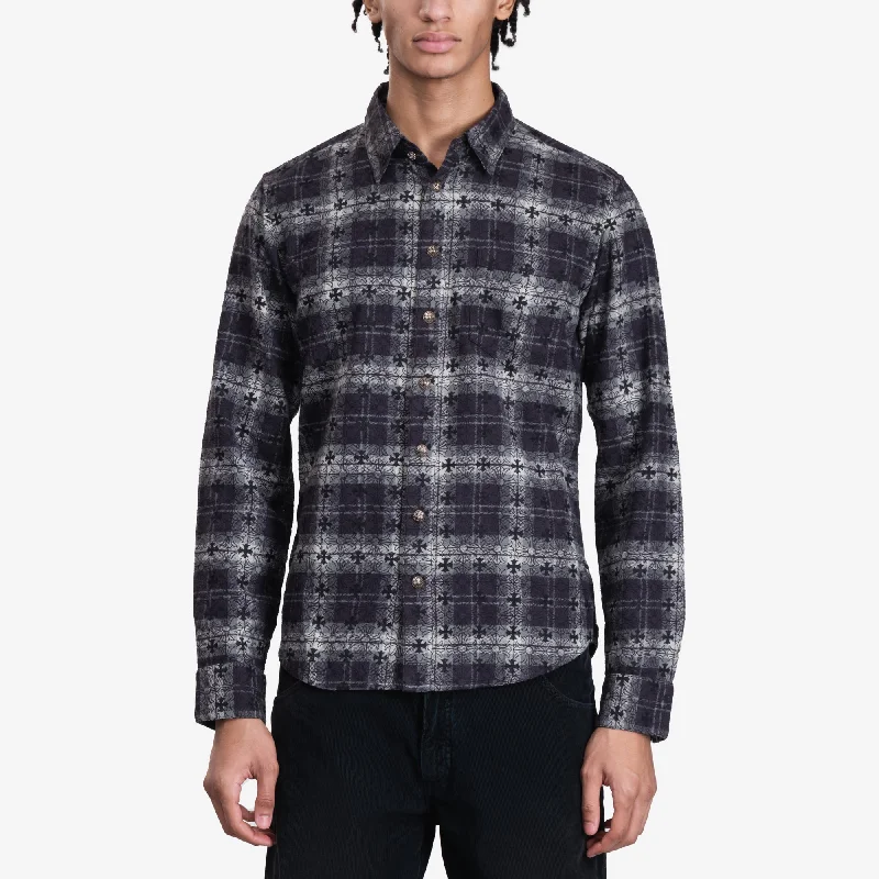Loose Ends Cross Patch Flannel Shirt-- Fashionable Trendy Casual