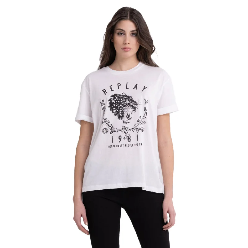 Replay Women's Oversized T-shirt with Print-- Machine Wash Dry Clean Hand Wash