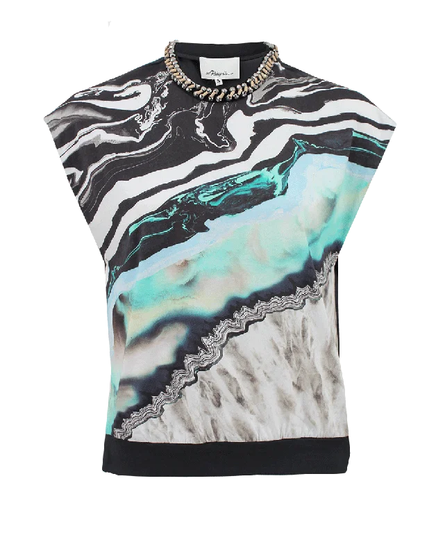 Rock Wood Neckline T-Shirt-- Houndstooth Herringbone Solid