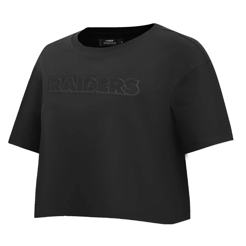 Women's Pro Standard Las Vegas Raiders Neutral Boxy Tee Shirt - Black-- Seamless Knitted Crochet Women's Pro Standard Las Vegas Raiders Neutral Boxy Tee Shirt - Black-- Seamless Knitted Crochet