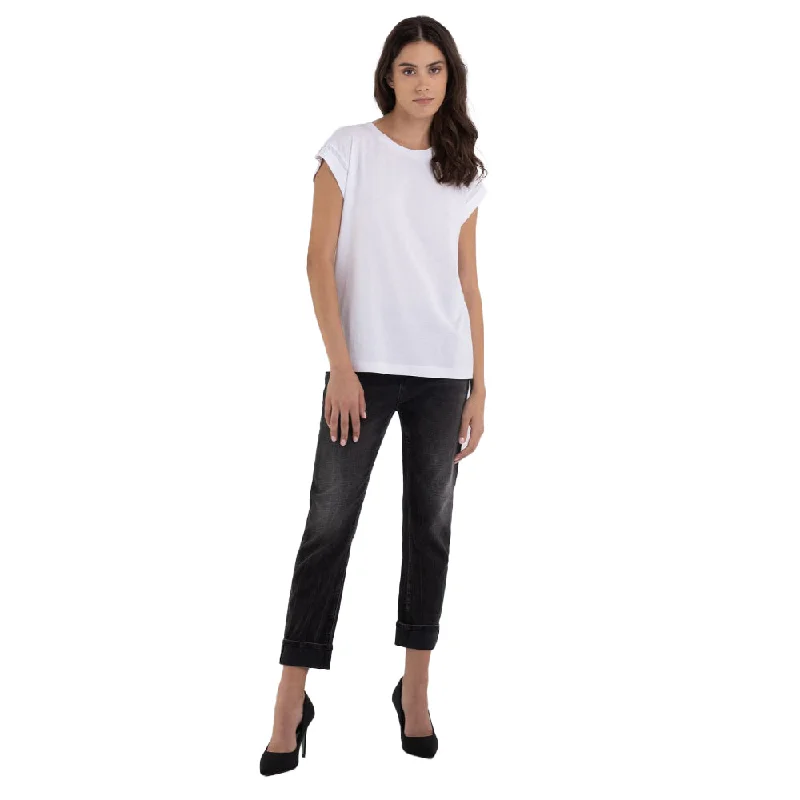 Replay Women's T-shirt with Turned-up Short Sleeves-- Iron Safe Non-Iron Wrinkle Free Replay Women's T-shirt with Turned-up Short Sleeves-- Iron Safe Non-Iron Wrinkle Free