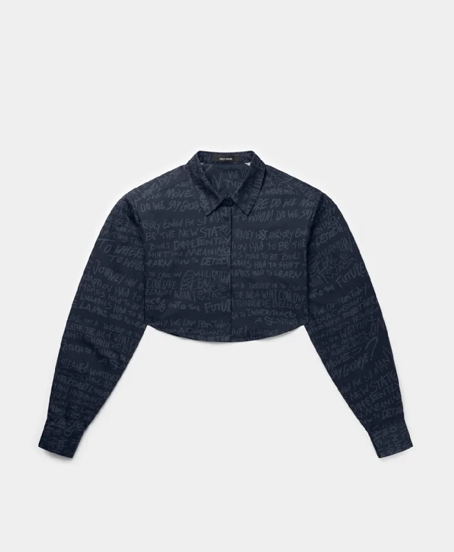 Deep Navy Raine Shirt-- Knit Fabric Woven Fabric Fleece Fabric