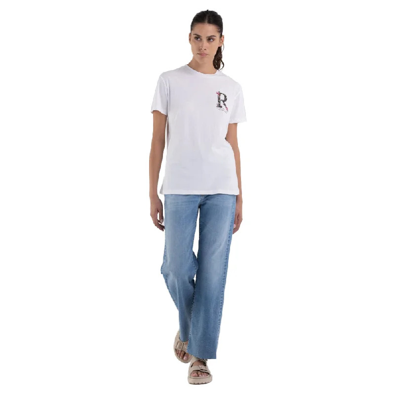 Replay Women's Jersey T-shirt with Print-- Terry Blend Velvet Blend Canvas Blend
