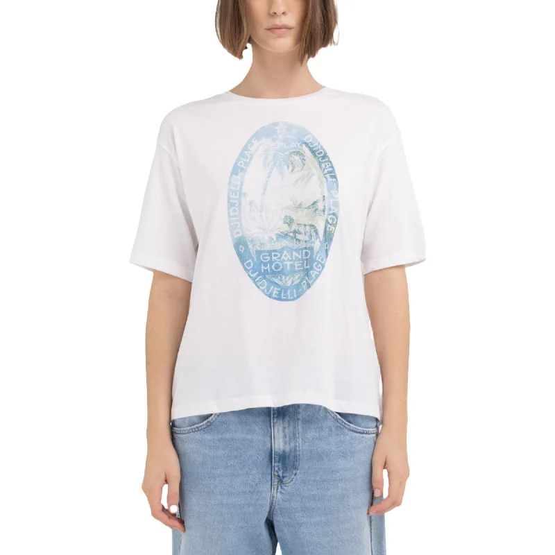 Replay Women's Boxy fit t-shirt with print-- Nylon Fabric Polyester Fabric Spandex Fabric Replay Women's Boxy fit t-shirt with print-- Nylon Fabric Polyester Fabric Spandex Fabric