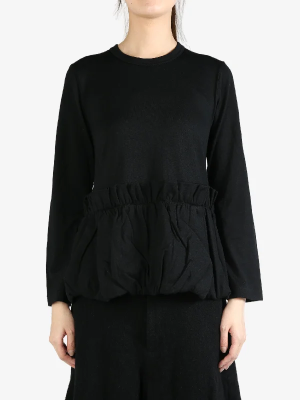 COMME DES GARCONS COMME DES GARCONS - Women Ruffled Long Sleeves T-shirt-- Striped Floral Plaid COMME DES GARCONS COMME DES GARCONS - Women Ruffled Long Sleeves T-shirt-- Striped Floral Plaid