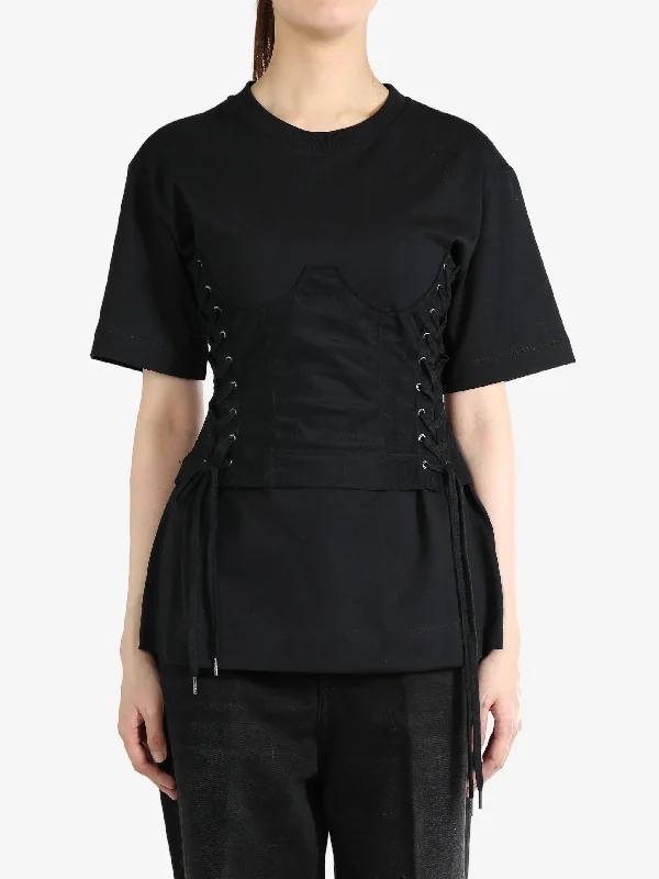 SIMONE ROCHA - Women W/Corset Panel Boxy T-Shirt-- Hooded Caped Shawl Collar