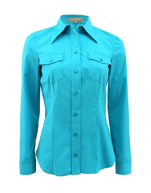 Button Down Pocket Front Shirt-- Houndstooth Herringbone Solid