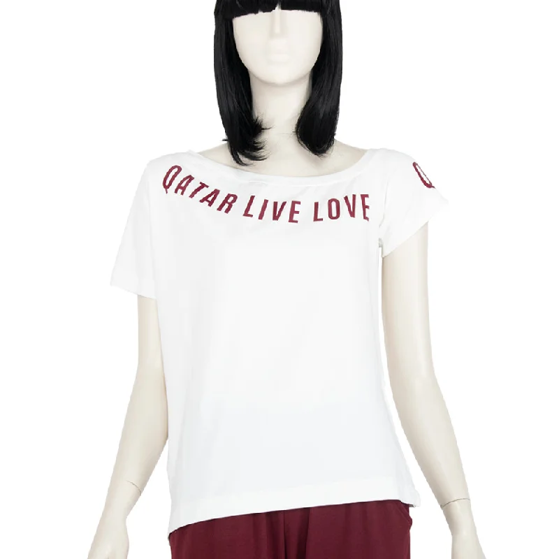 Sofya Women's White Off Shoulder,T-Shirt-- Cozy Warm Stylish