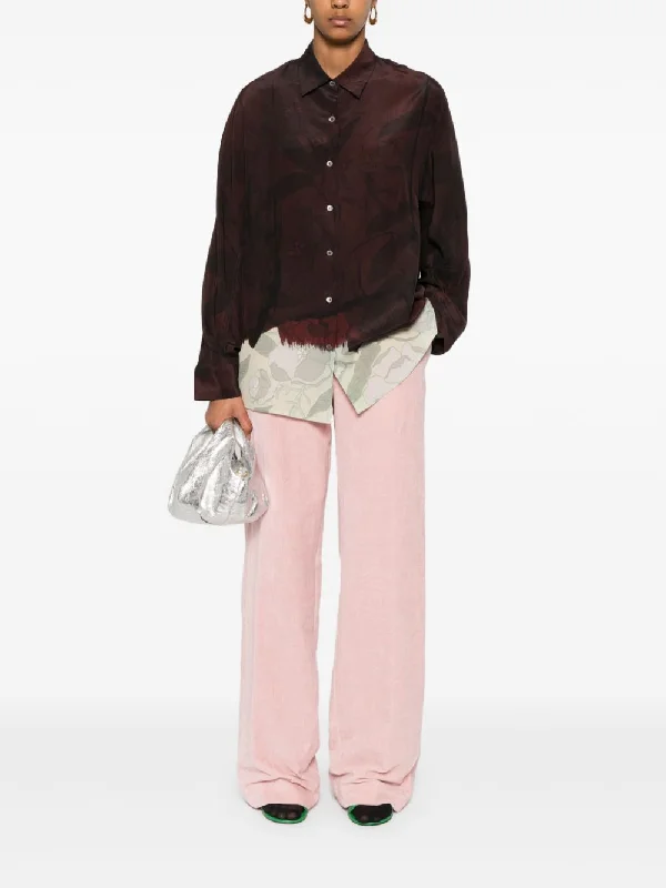 DRIES VAN NOTEN - Women Casio Print Shirt-- Graphic Embroidered Appliqued