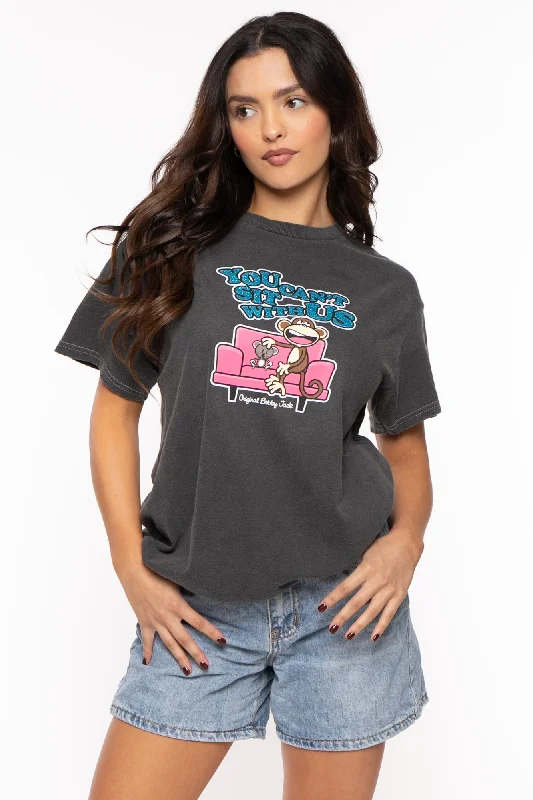 You Can't Sit - Bobby Jack Garment-Dyed Glitter Boyfriend T-Shirt -Charcoal-- Striped Floral Plaid You Can't Sit - Bobby Jack Garment-Dyed Glitter Boyfriend T-Shirt -Charcoal-- Striped Floral Plaid