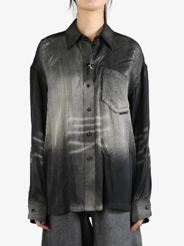 ALEXANDER WANG - Women Oversized Button Down Shirt-- Polka Dot Checkered Tartan