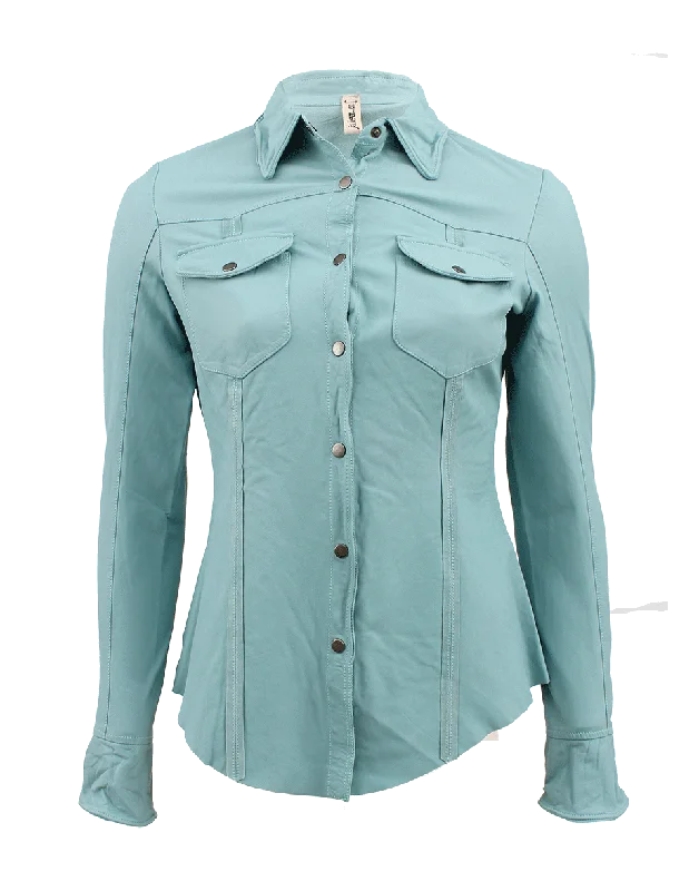 Robin Snap Up Leather Shirt-- Chenille Fabric Brocade Fabric Lace Fabric