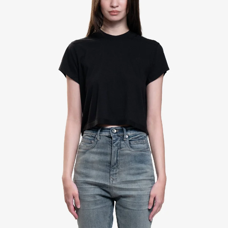 Womens Cropped Small Level T-Shirt-- Knit Fabric Woven Fabric Fleece Fabric