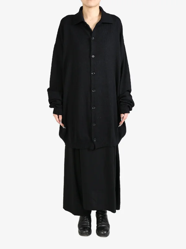 Y'S - Women Intarsia Big Shirt-- Print Jacquard Patchwork