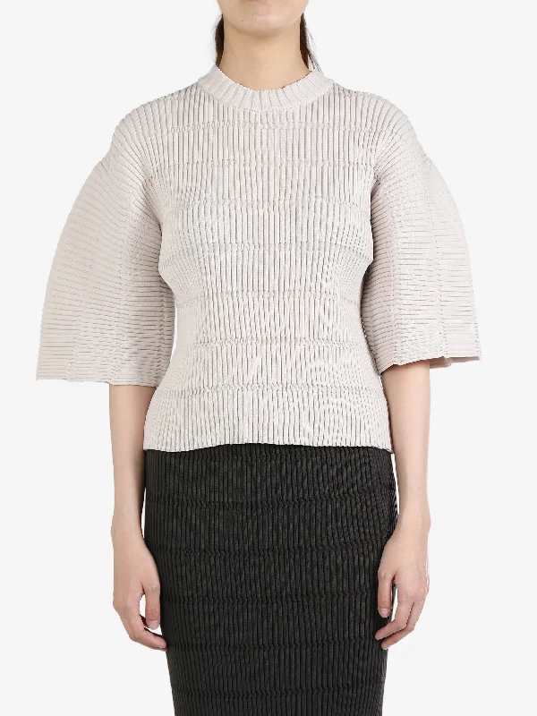 PLEATS PLEASE ISSEY MIYAKE - Women Jiggly Knit Shirt-- Zippered Front Buttoned Front Snap Front PLEATS PLEASE ISSEY MIYAKE - Women Jiggly Knit Shirt-- Zippered Front Buttoned Front Snap Front