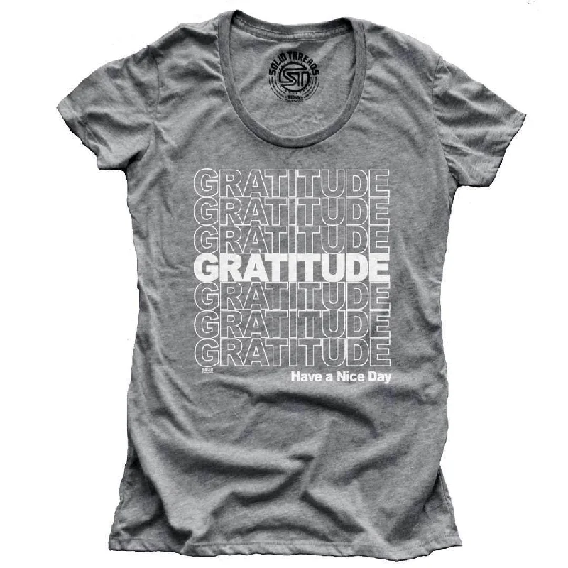 Solid Threads - Women's Gratitude T-shirt-- Print Jacquard Patchwork
