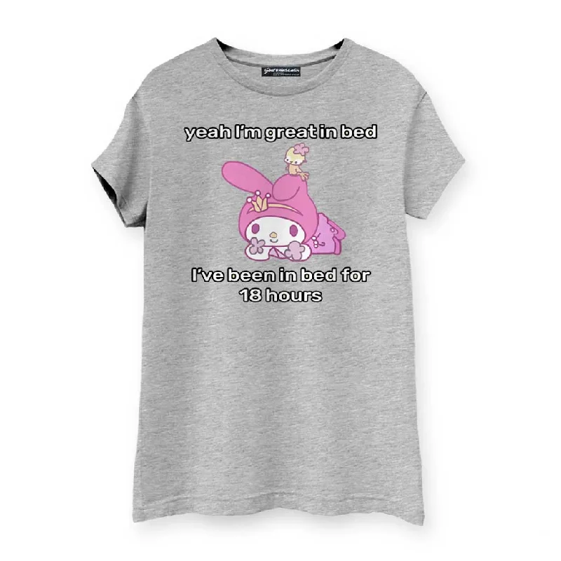 Great in Bed Womens T-Shirt-- Satin Blend Silk Blend Wool Blend