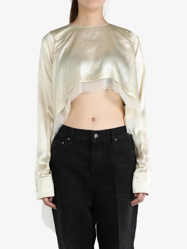 ANN DEMEULEMEESTER - Women Hedvig Cropped Asymmetric Shirt-- Faux Fur Fabric Real Fur Fabric Shearling Fabric ANN DEMEULEMEESTER - Women Hedvig Cropped Asymmetric Shirt-- Faux Fur Fabric Real Fur Fabric Shearling Fabric