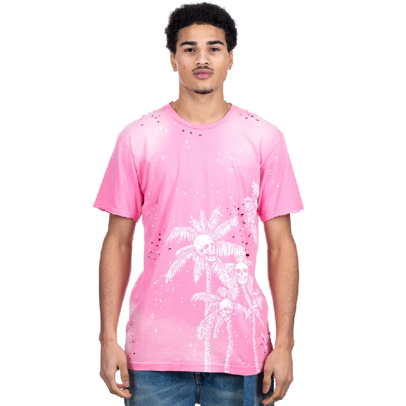 Skull Palms Paint Splatter T-Shirt-- Plaid T-Shirt Polka Dot Checkered