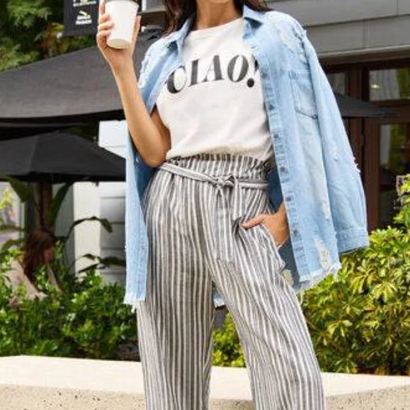 Summer Loose Casual CIAO Letter Printed Round Neck Short Sleeve T-shirt-- Notch Collar Peter Pan Collar Cowl Neck Summer Loose Casual CIAO Letter Printed Round Neck Short Sleeve T-shirt-- Notch Collar Peter Pan Collar Cowl Neck