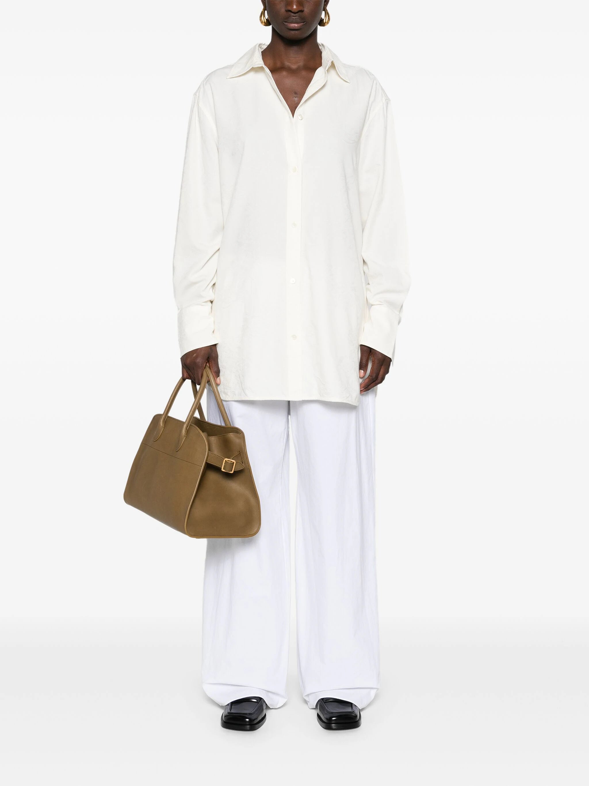 TOTEME - Women Relaxed Floral Jaquard Shirt-- Hooded Caped Shawl Collar