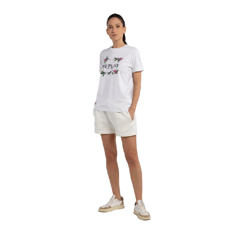 Replay Women's Organic Cotton T-shirt-- Silk Blend Satin Velvet