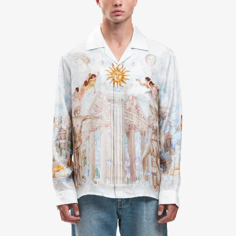 Le Temple du Savoir Silk Shirt-- Striped Floral Plaid
