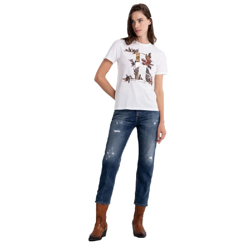 Replay Women's Cotton Jersey T-shirt-- Lace Blend Ribbed Blend Corduroy Blend