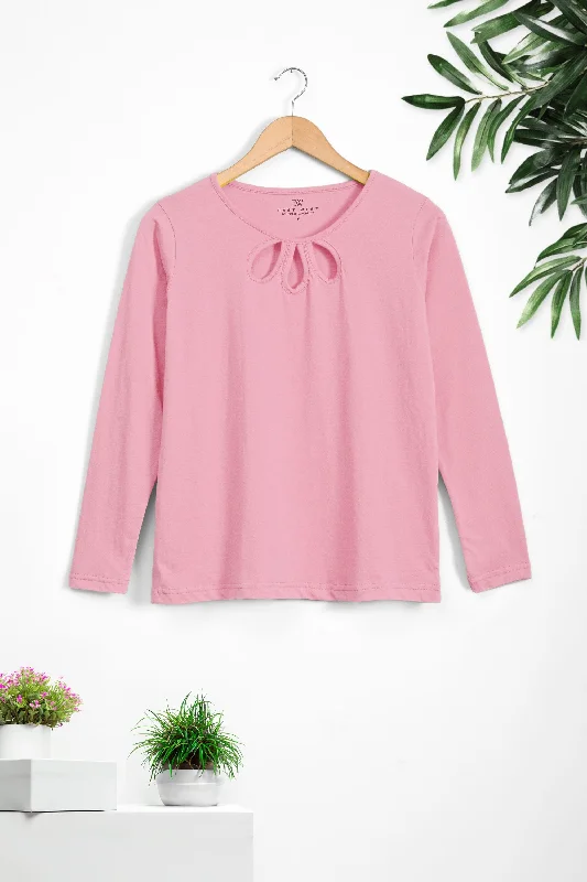 East West Women's Key Hole Neckline Long Sleeve Tee Shirt-- Zippered Front Buttoned Front Snap Front East West Women's Key Hole Neckline Long Sleeve Tee Shirt-- Zippered Front Buttoned Front Snap Front