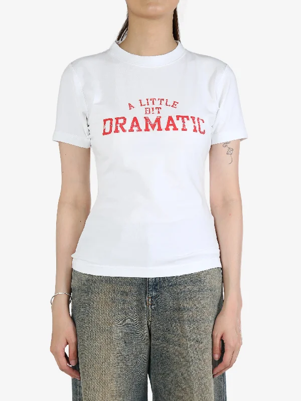 VETEMENTS - Women A Little Bit Dramatic Fitted T-Shirt-- Beaded Sequined Faux Fur