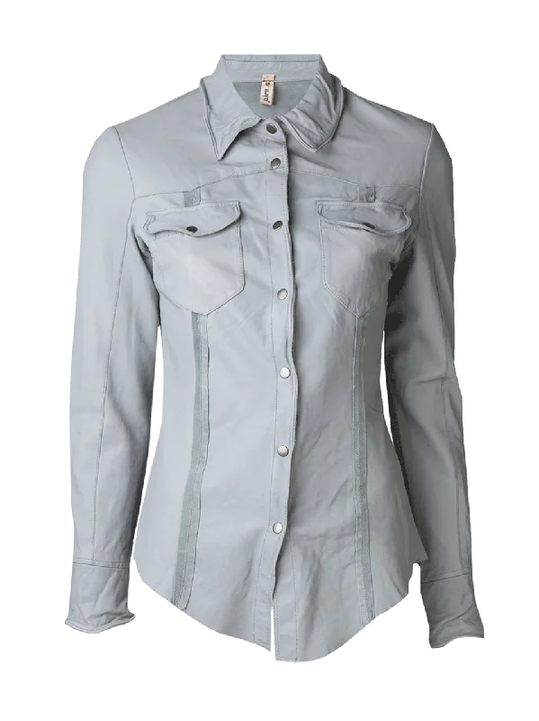 Robin Snap Up Leather Shirt-- Elegant Classic Vintage
