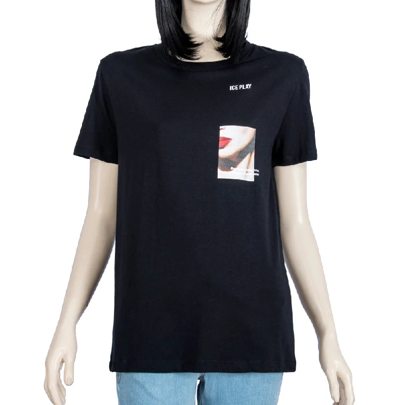 Ice Play T-shirt with a multicolored print with the brand logo on the left chest side-- Cotton Fabric Linen Fabric Terry Fabric Ice Play T-shirt with a multicolored print with the brand logo on the left chest side-- Cotton Fabric Linen Fabric Terry Fabric