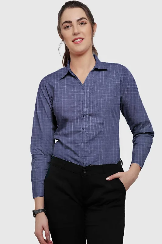 HM Women’s Check Style Casual Shirt-- Beaded Sequined Faux Fur