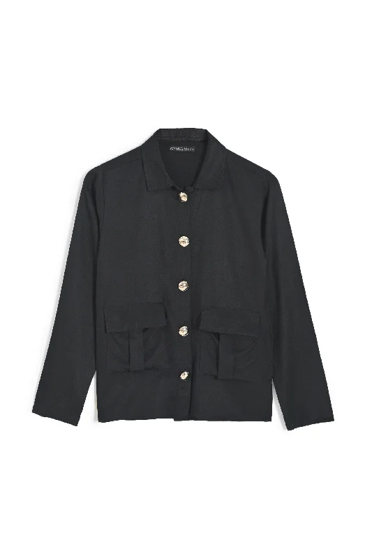 East West Women's Flap Pocket Shirt-- Mesh Fabric Canvas Fabric Denim Fabric