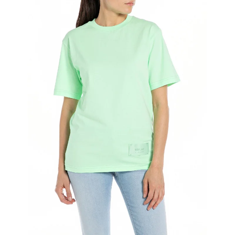 Replay Women's Jersey T-shirt with Micro Print-- Faux Fur Fabric Real Fur Fabric Shearling Fabric Replay Women's Jersey T-shirt with Micro Print-- Faux Fur Fabric Real Fur Fabric Shearling Fabric