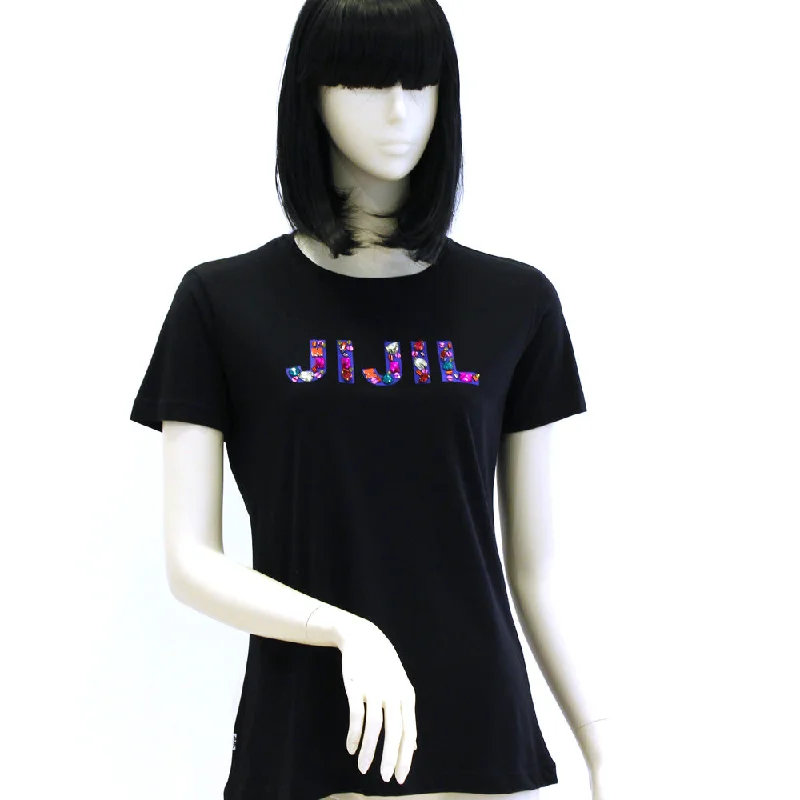 Jijil Tshirt - Nero-- Solid Print Embellished