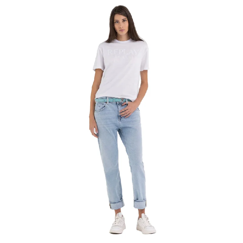 Replay Women's T-shirt with Glitter Print-- Hooded Caped Shawl Collar
