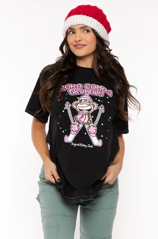 Trouble - Bobby Jack Garment-Dyed Boyfriend T-Shirt - Black-- Welt Pockets Slit Pockets Flap Pockets Trouble - Bobby Jack Garment-Dyed Boyfriend T-Shirt - Black-- Welt Pockets Slit Pockets Flap Pockets