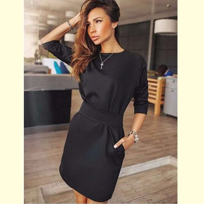 Women's Casual Half Sleeve Autumn Dress Bodycon Dress Ukraine Plus Size Clothes Evening Party Mini Dresses Casual Mini Dress with Pockets Women's Casual Half Sleeve Autumn Dress Bodycon Dress Ukraine Plus Size Clothes Evening Party Mini Dresses Casual Mini Dress with Pockets